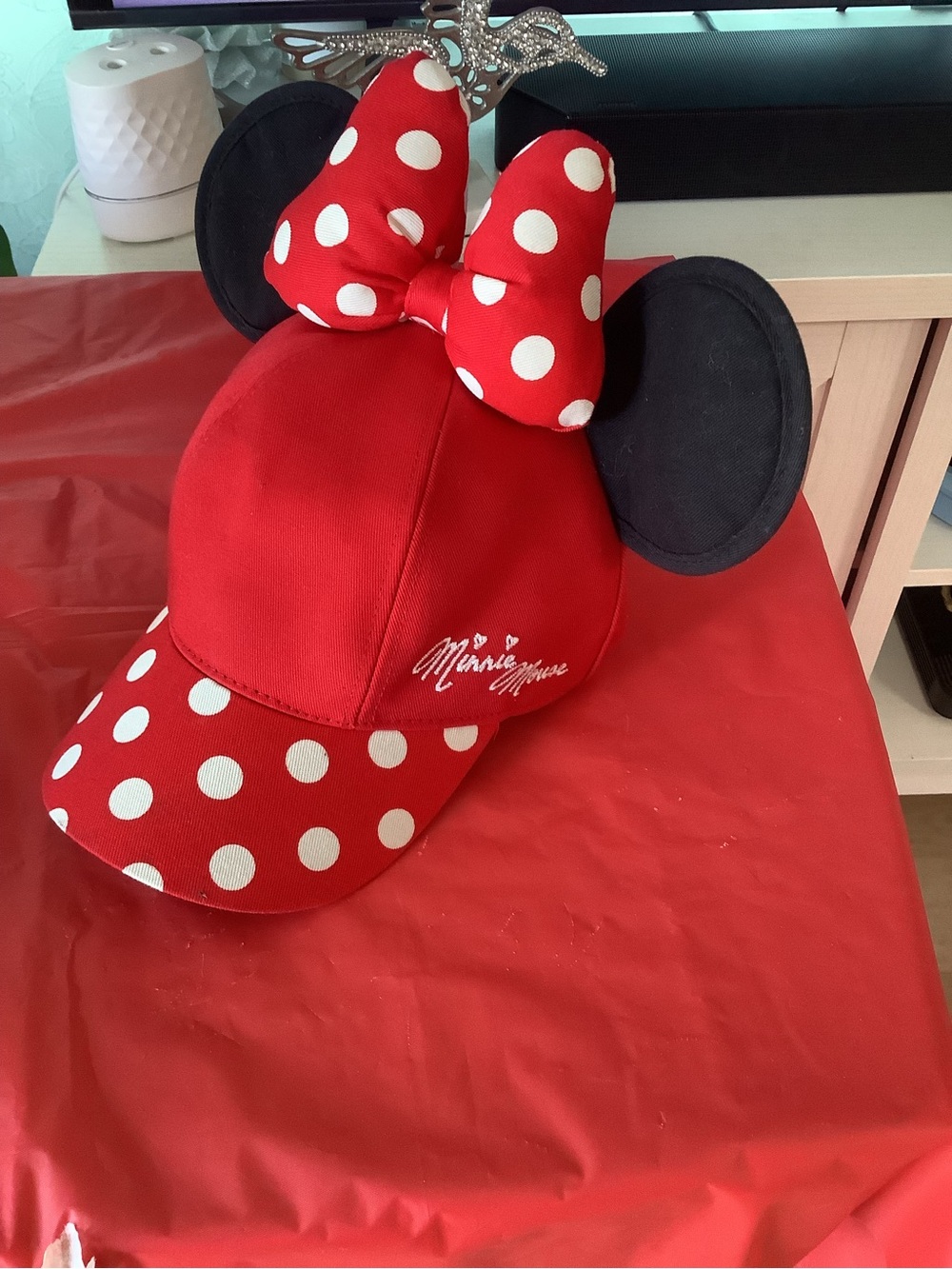 Minnie Mouse Red Polka Dot Kids Hat with Ears and Bow